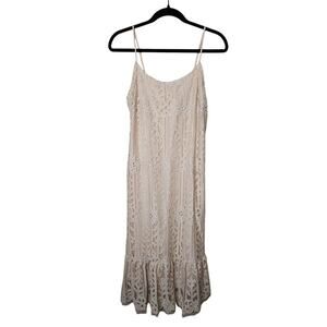Anthropologie eri + ali Sz S Twilight Lace Midi Dress Lace Sheath Cream Mermaid